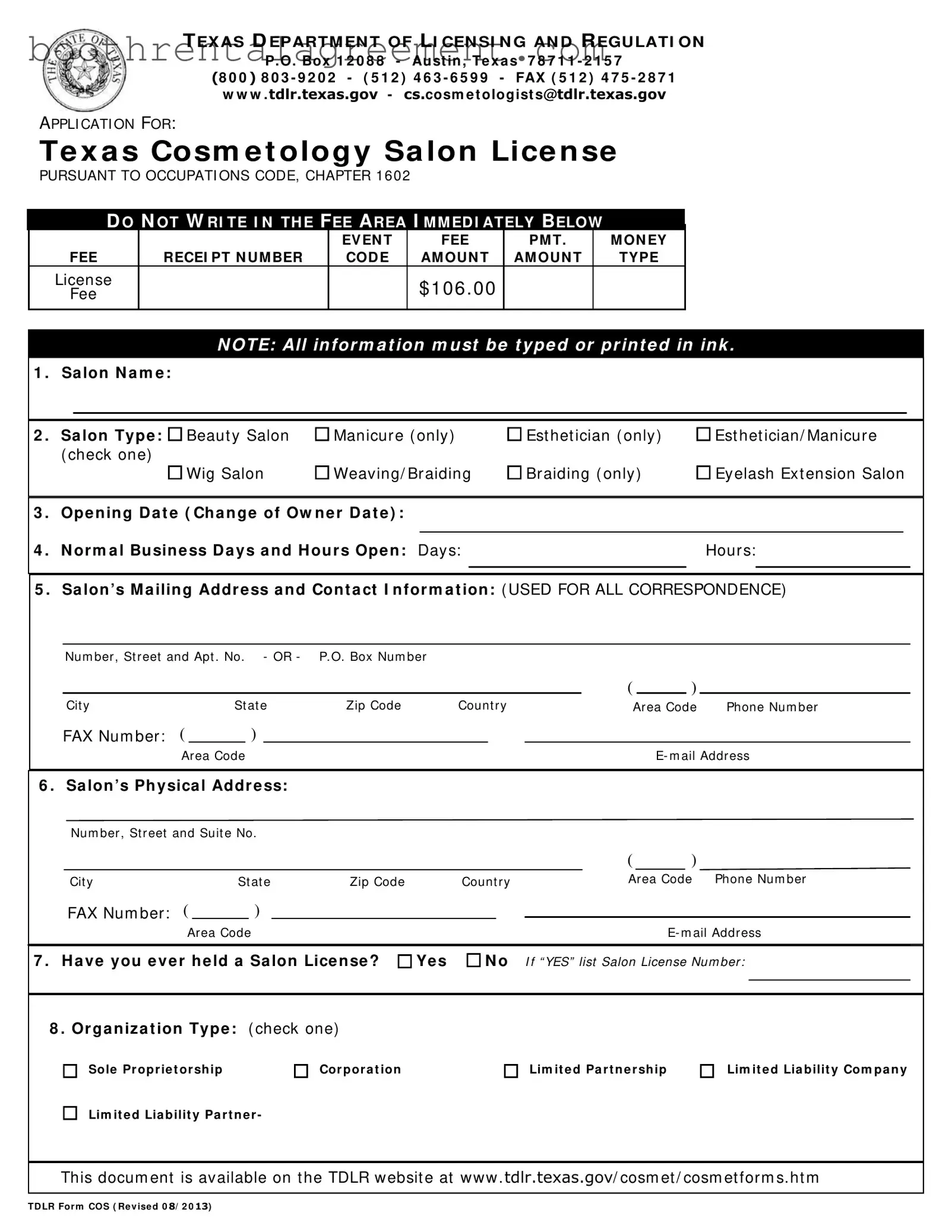Printable Tdlr Salon Template